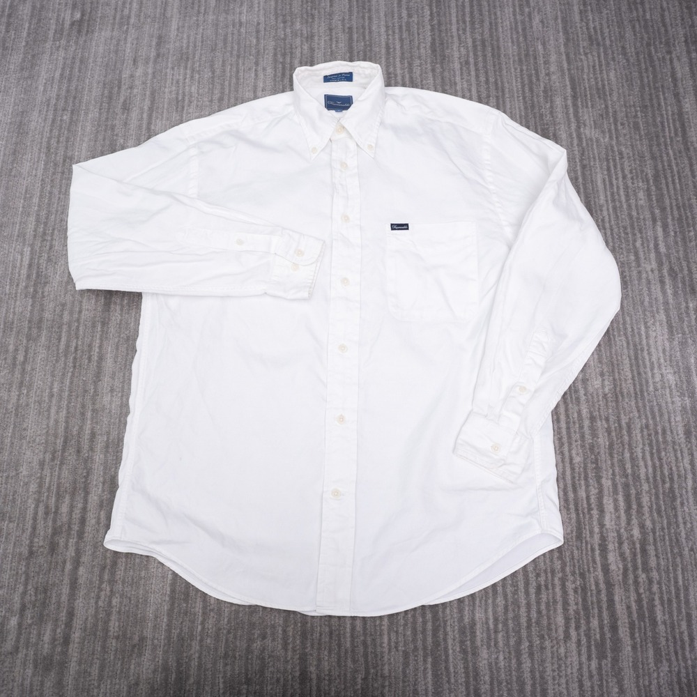 Faconnable Button Down Shirt Mens S White Excellent Cotton Oxford USA Made